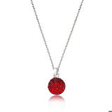 Gümüş Kırmızı Kristal Taşlı Kadın Kolye