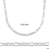 6.30 mm Gümüş Figaro Zincir - 180 mikron