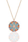 Gümüş rose yuvarlak kilim kolye