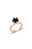 Gümüş Lotus çiçeği modeli onix renkli taşlı ayarlamalı yüzük