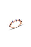 Gümüş rose safir taşlı crown yüzük