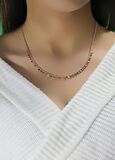 Gümüş rose renkli taşlı gurmet zincirli kolye