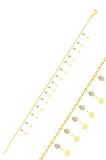 Gümüş altın yaldızlı zirkon taşlı çift sıra pullu halhal  SGTL10534GOLD