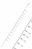 Gümüş rodyumlu zirkon taşlı çift sıra mekik pullu halhal