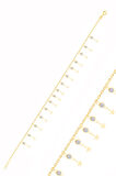 Gümüş altın yaldızlı zirkon taşlı çift sıra yıldız pullu halhal SGTL10538GOLD