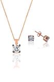 Gümüş rose kolye ve küpe gümüş set
