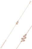 Gümüş rose zirkon taşlı gümüş yılan üçlü set