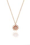 Gümüş rose zirkon taşlı güneş kolye ve küpe gümüş ikili set