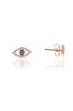 Gümüş rose zirkon taşlı safir göz kolye ve küpe gümüş ikili set