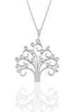 Gümüş rodyumlu  zirkon taşlı dilek ağacı kolye 