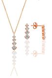 Gümüş rose zirkon taşlı  ışıltılı ikili set