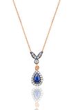 Gümüş rose safir taşlı damla üçlü set