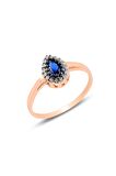 Gümüş rose safir taşlı damla üçlü set