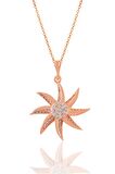 Gümüş rose zirkon taşlı 8 kollu deniz yıldızı kolye 