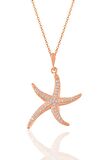 Gümüş rose zirkon taşlı deniz yıldızı kolye