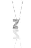 Gümüş rodyumlu üç boyutlu minimal  Z harf kolye