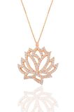 Gümüş rose zirkon taşlı lotus çiçeği kolye