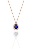 Gümüş rose safir taşlı damla modeli üçlü set