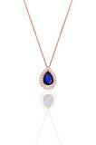 Gümüş rose safir taşlı damla modeli kolye