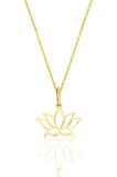 Gümüş altın yaldızlı sonsuz yaşamın simgesi lotus çiçeği kolye 