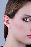Gümüş rose zirkon taşlı yaprak modeli sıkıştırmalı kıkırdak küpe  ear cuff