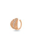 Gümüş rose zirkon taşlı yaprak modeli sıkıştırmalı kıkırdak küpe  ear cuff