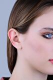 Gümüş rose turkuaz taşlı sıkıştırmalı kıkırdak küpe ear cuff
