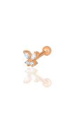 Gümüş rose baget taşlı kelebek modeli Tragus helix Piercing küpe