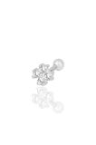 Gümüş rodyumlu zirkon taşlı dört yapraklı yonca Tragus helix Piercing küpe
