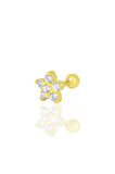 Gümüş altın yaldızlı zirkon taşlı papatya modeli Tragus helix Piercing küpe