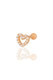 Gümüş rose zirkon taşlı kalp modeli Tragus helix Piercing küpe