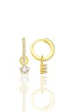 Gümüş altın yaldızlı yıldız kesim zirkon taşlı halka küpe SGTL12251GOLD