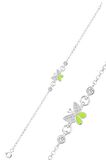 Gümüş zirkon taşlı yeşil mineli kelebek modeli çocuk bileklik SGTL12322YESIL
