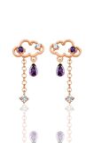 Gümüş rose ametis ve zirkon taşlı bulut küpe SGTL12348ROSE