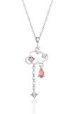 Gümüş rodyumlu pembe zirkon taşlı bulut kolye SGTL12351RODAJ