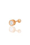 Gümüş rose zirkon tek taş 5 mm Tragus helix Piercing küpe SGTL12420ROSE