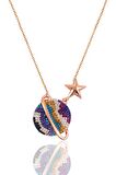 Gümüş rose ebruli zirkon taşlı satürn gezegen kolye SGTL12512EBRULI