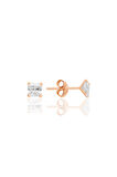 Gümüş zirkon taşlı,rose, kare (Prenses) kesim 4 mm tektaş küpe SGTL12742ROSE