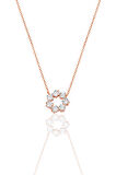 Gümüş rose baget kesim zirkon taşlı yıldız çiçeği  kolye SGTL12792ROSE