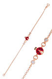 925 ayar gümüş bileklik rose zirkon taşlı kırmızı mineli uğur böceği çocuk bileklik SGTL13175ROSE