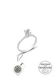 Gümüş Swarovski tek taş modeli üçlü set