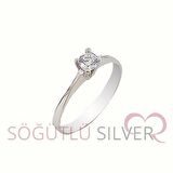 925 ayar gümüş rodyumlu tek taş yüzük SGTL2984