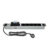 AMP CONNECT 19" 1U 5'lı Schuko Sigortalı Kabinet  Grup Prizi (PDU)-16A