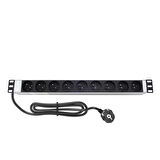 AMP CONNECT 19"1U 9'lu Fransız UPS Direkt Bağlantılı Kabinet Grup Prizi (PDU)-16A 