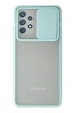 Newface Samsung Galaxy A72 Kılıf Palm Buzlu Kamera Sürgülü Silikon - Turkuaz