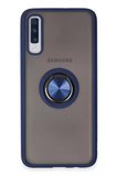 Newface Samsung Galaxy A70 Kılıf Montreal Yüzüklü Silikon Kapak - Lacivert