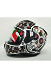 Kask Shiro Shadow Skull Güneş Vizörlü - İridyum Vizör Hediye M