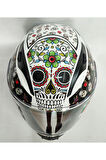Kask Shiro Shadow Skull Güneş Vizörlü - İridyum Vizör Hediye M