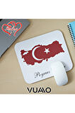 Kişiye Özel İsimli ve Türk Bayraklı Mouse Pad 21x17 cm, Kaymaz Taban - Baskılı Mousepad