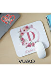 Kişiye Özel İsimli ve Harfli Desenli Mouse Pad 21x17 cm, Kaymaz Taban - Baskılı Mousepad